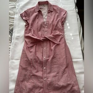 Red and white vineyard vines dress